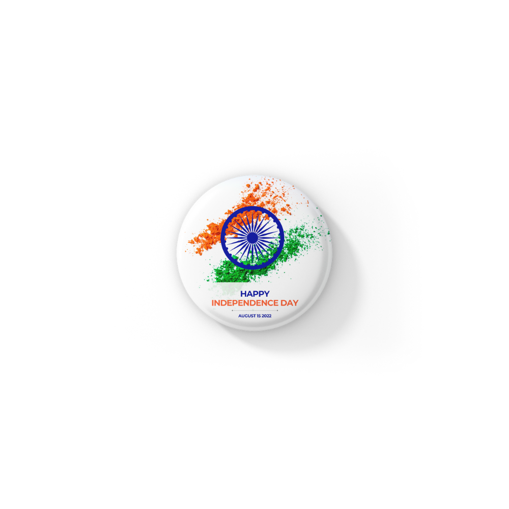 Happy Independence Day White Pin Button Badge