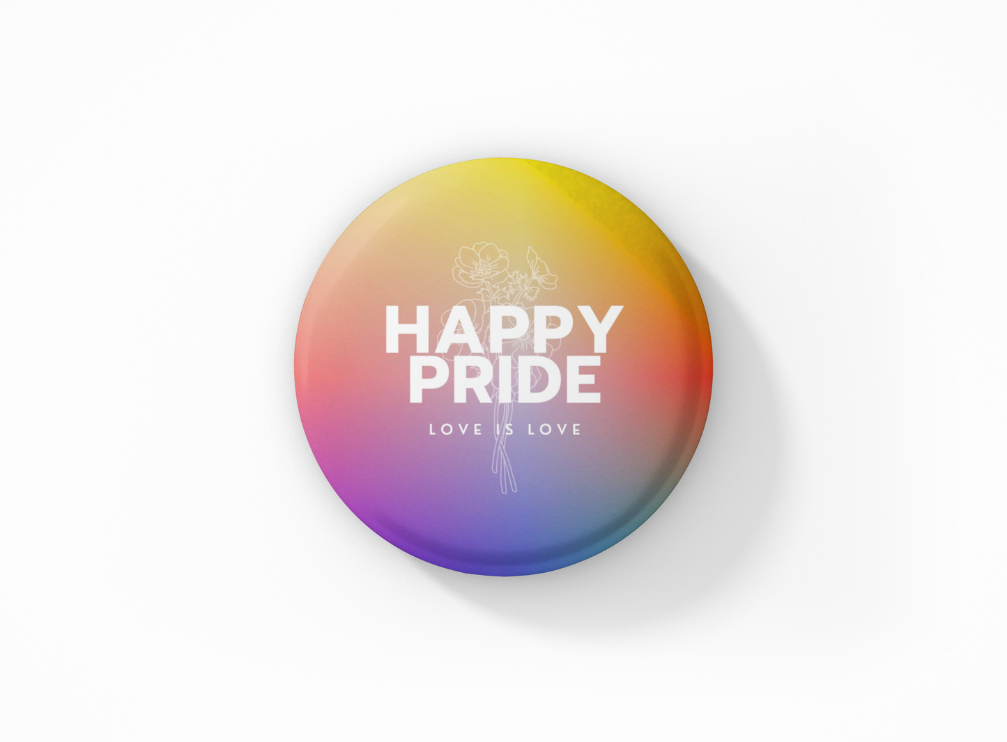 Happy Pride LGBTQ Round Button Pin Badge Pack of 1