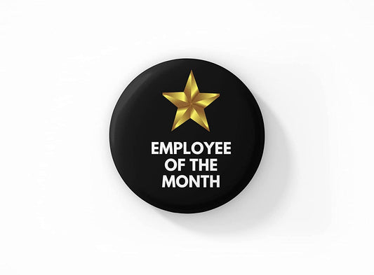 Employee of The Month Pin Button Badge Black Pack of 1