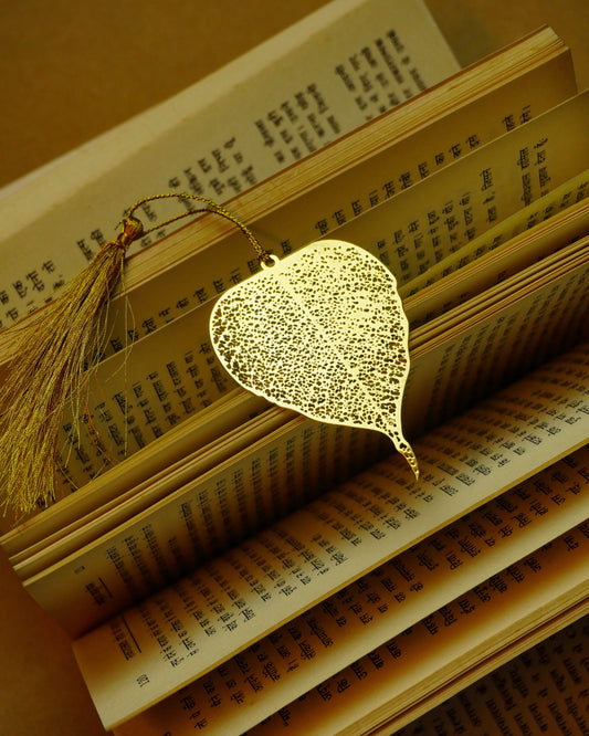 Peepal Leaf Brass Bookmark