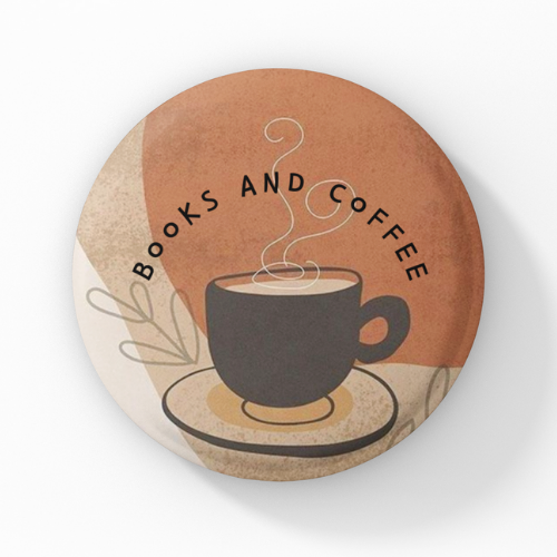 Books and Coffee Pin Button Badge