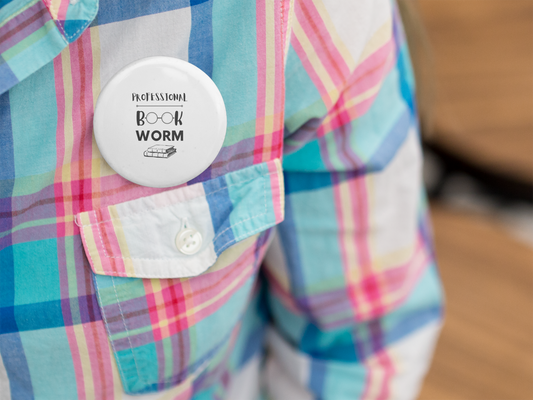 Professional Bookworm Pin Button Badge