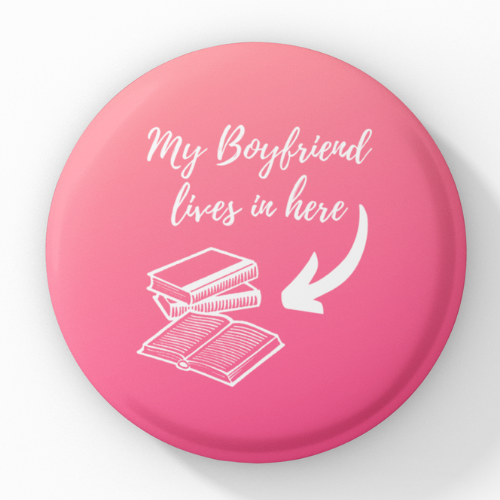 My boyfriend lives in here Pin Button Badge