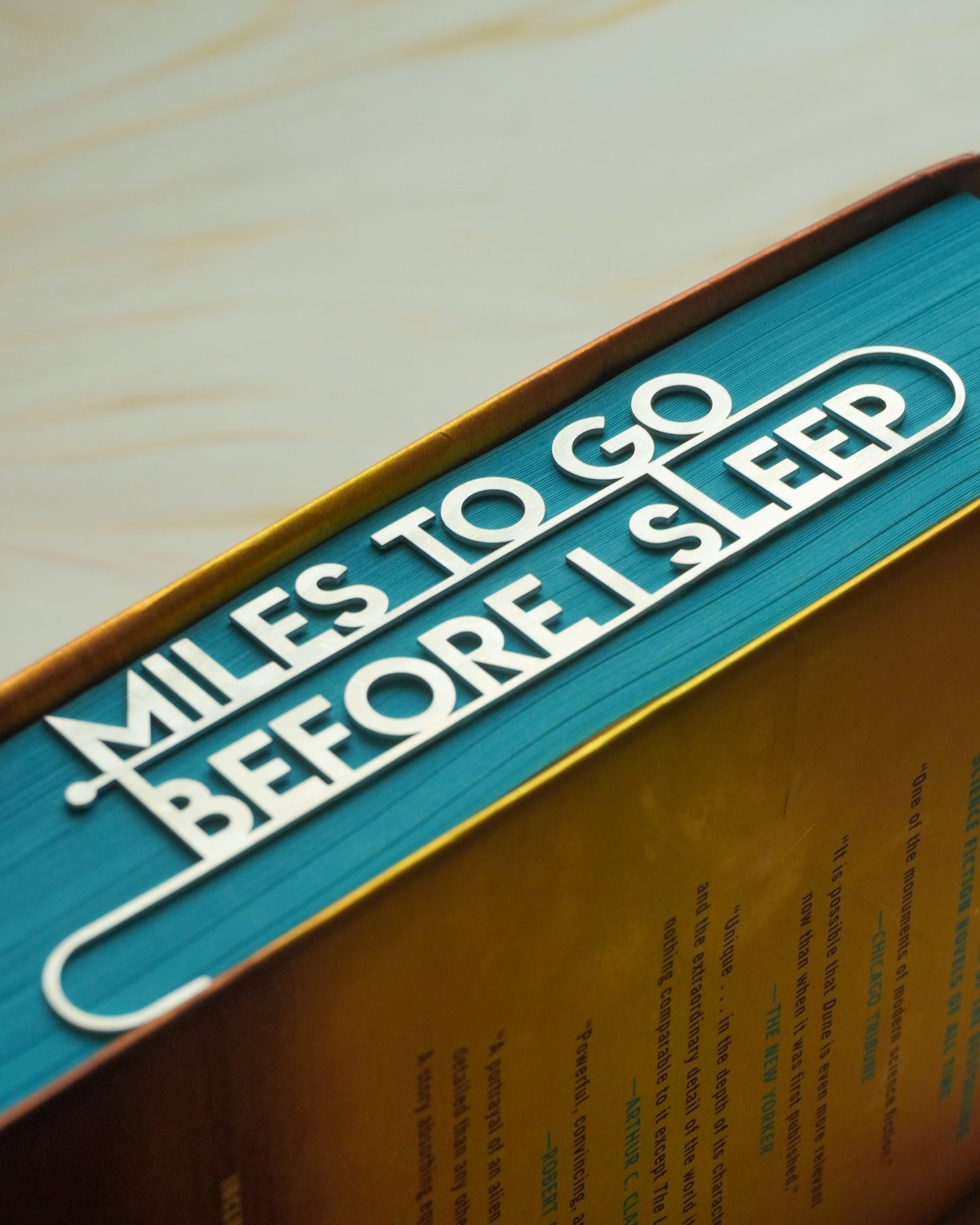 "Miles to go before I sleep" Stainless Steel Metal Bookmark