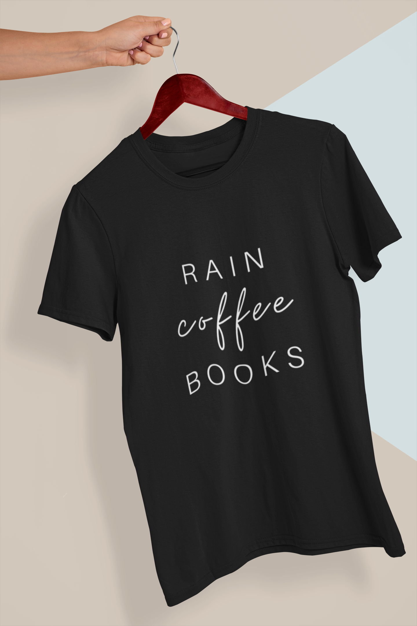 Rain Coffee Books Black Tshirt